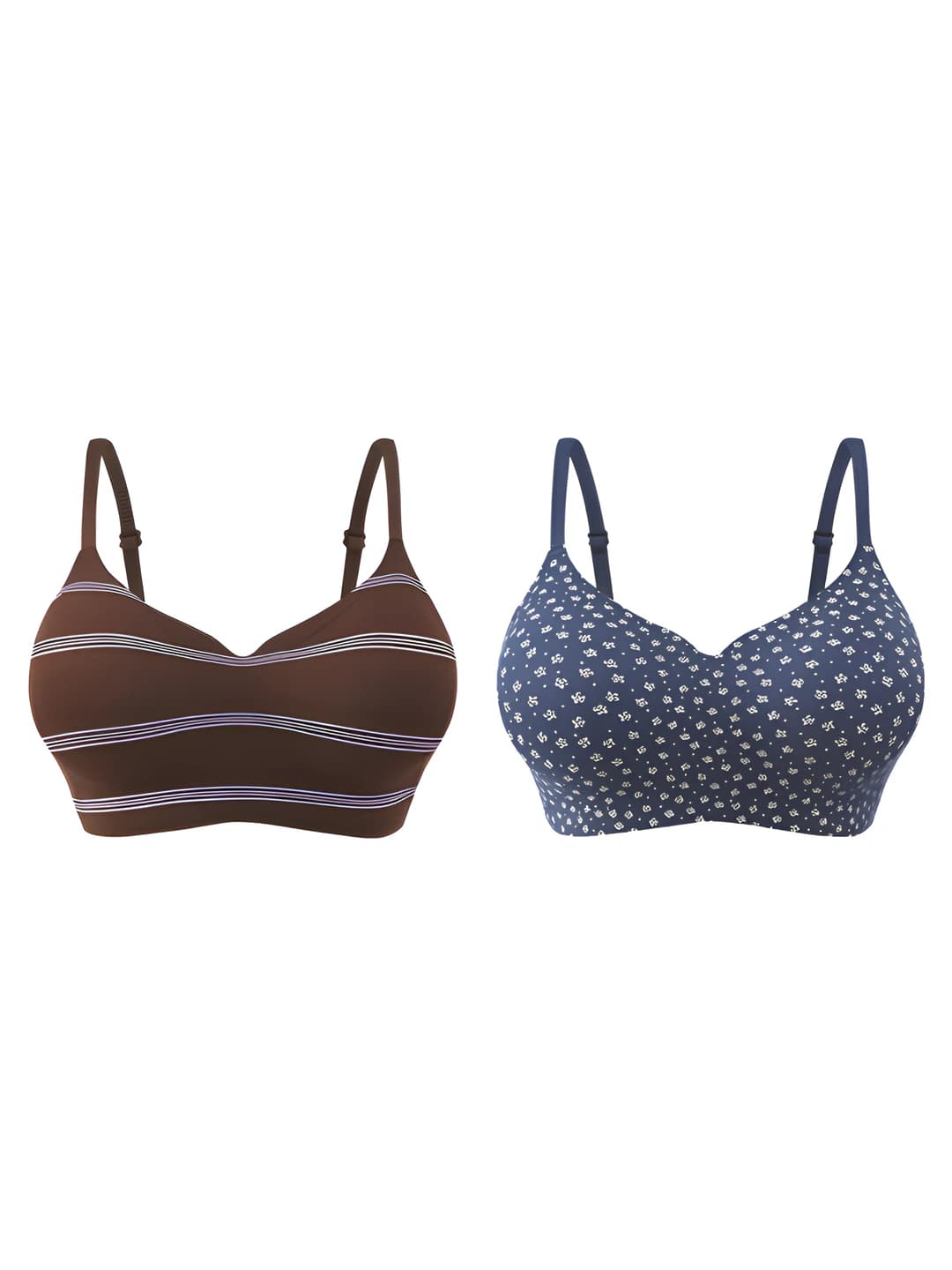 Mocha brown striped + Navy floral