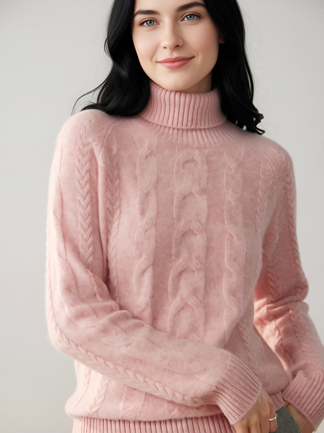 Women's 2026 autumn-winter thickened cashmere knit top, high neck, loose fit, warm long-sleeve base top