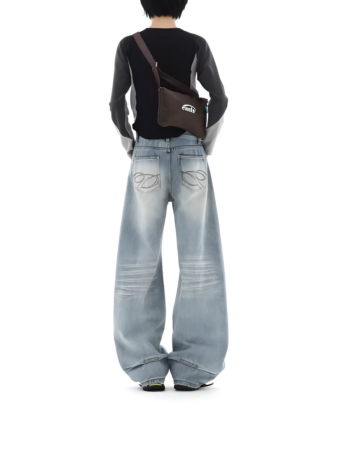Women's plus size high waist embroidered wide and flared jeans, summer, loose fit and slimming