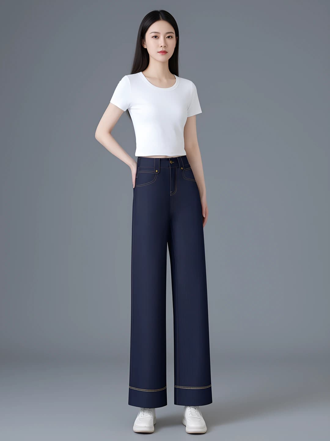 Navy Blue 9/10 Pants 517