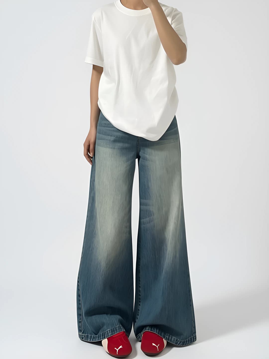 Women's wide and flared jeans 2026 winter, high waist, loose fit and slimming, plus size, casual