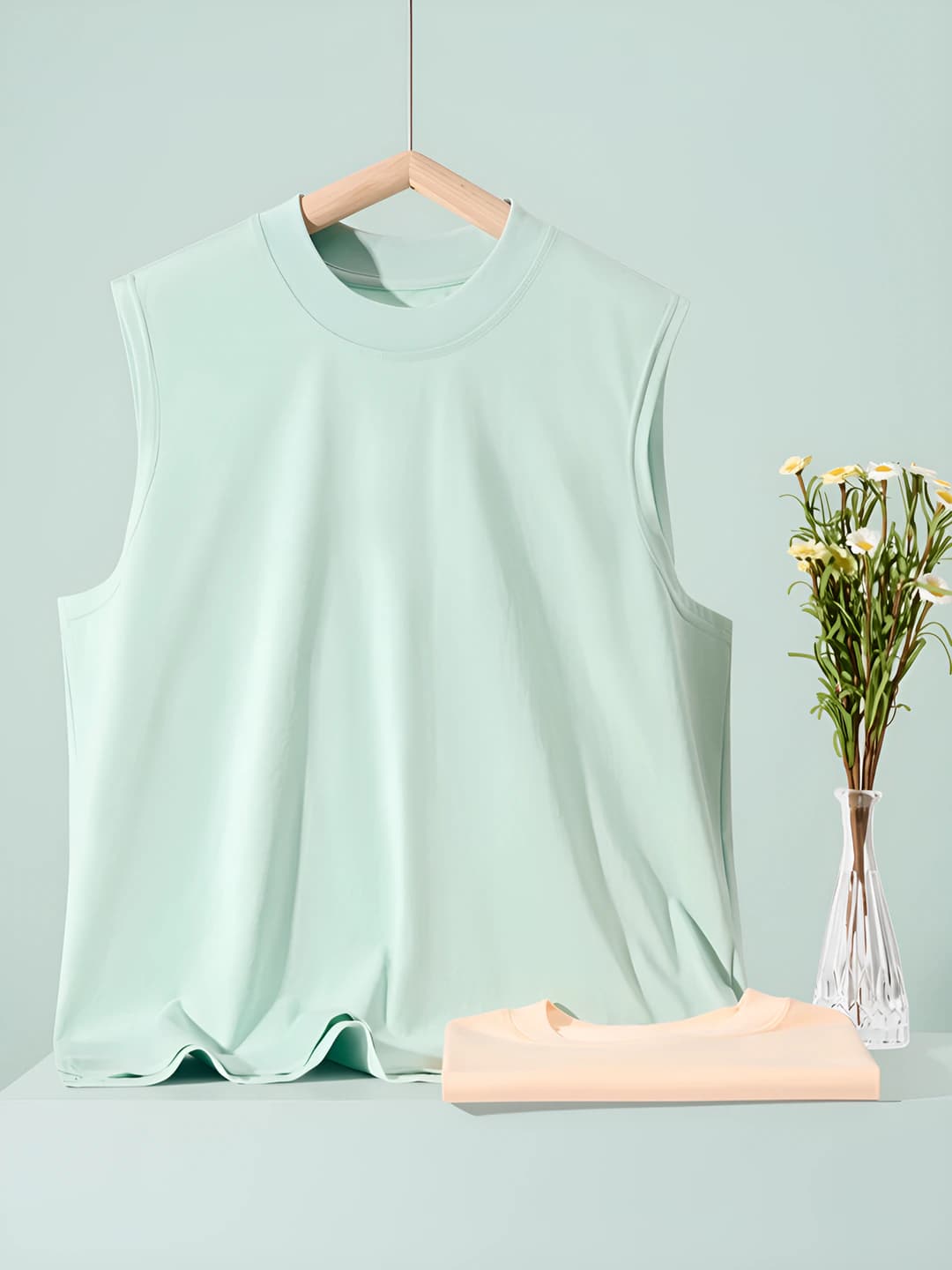 Women's summer sleeveless tank top, plus size, loose fit, crew neck, solid colour, casual style