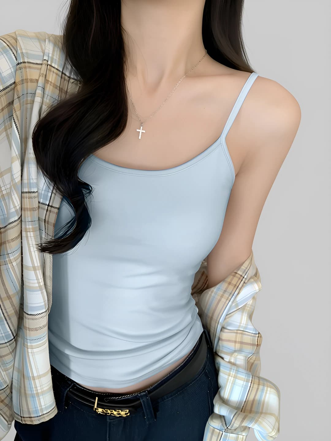Women's summer strap top, slim fit, slimming, sleeveless, solid colour, inner layer tank top