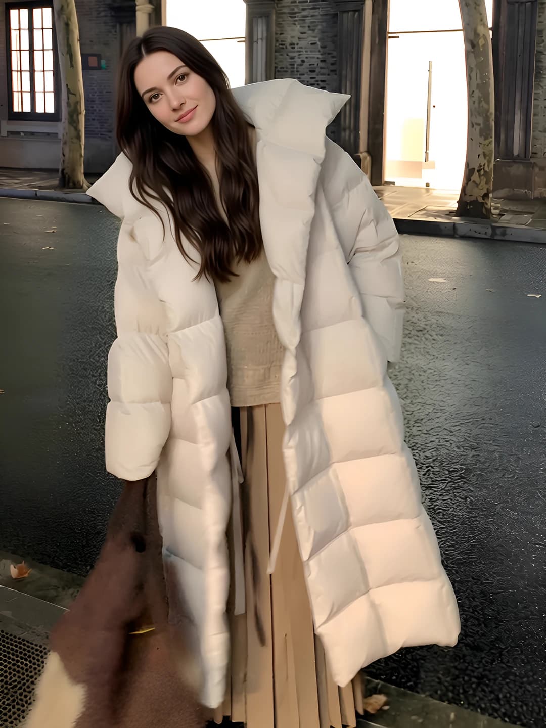 Women's winter padded down coat, stand collar, loose fit, mid-length, thickened, warm, for petite, 2026