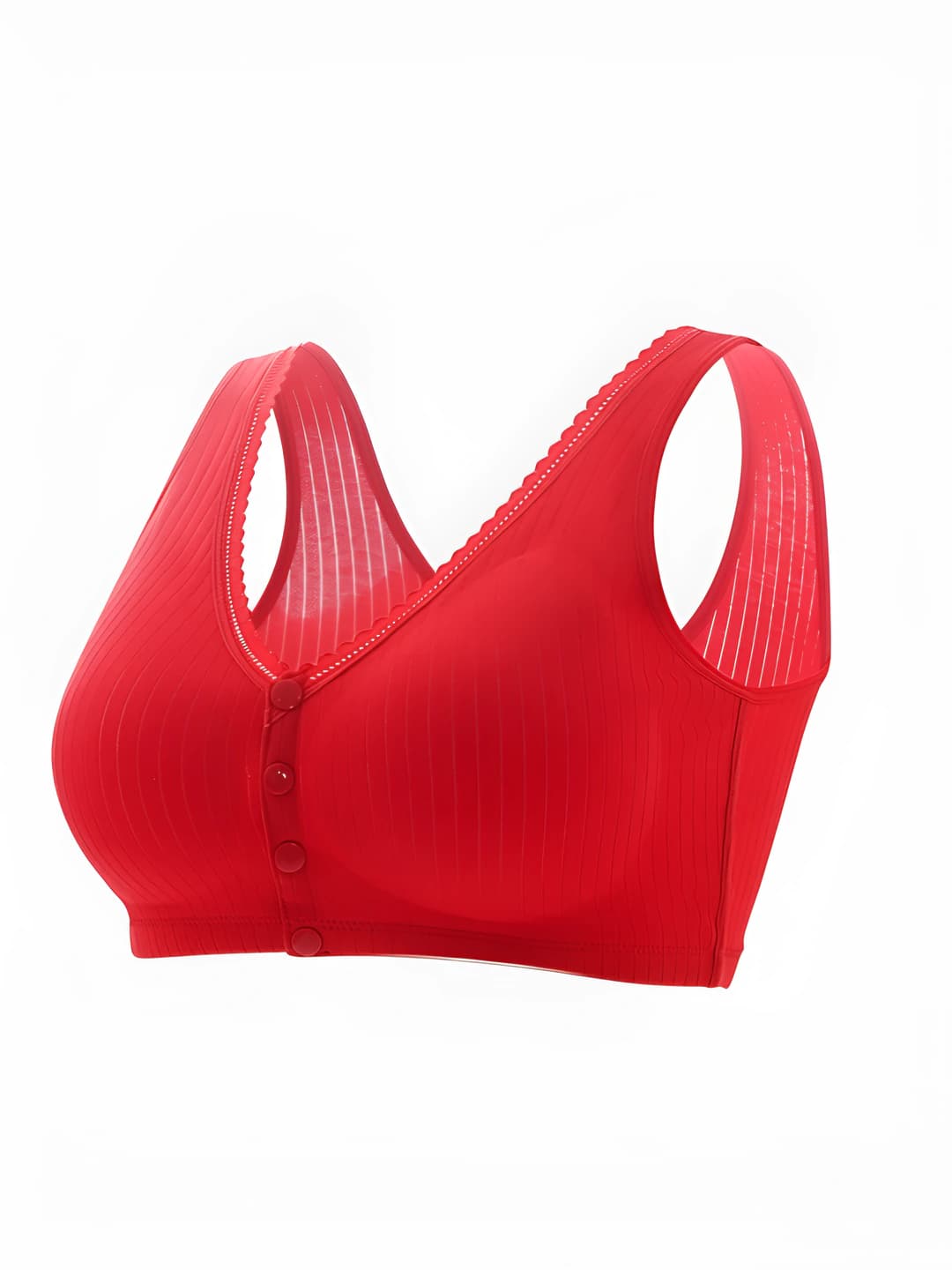 Women's front-closure no-wire bra, full coverage, tank top style, 90-95% cotton, all-season, red