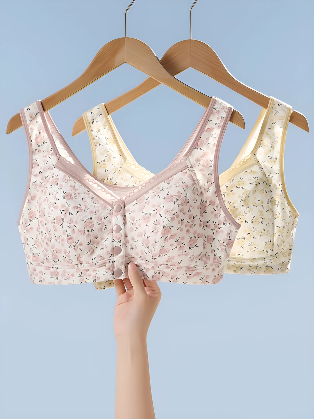 Women's front-closure bra for spring-summer, tank top style, cotton blend fabric, plus size, simple and casual style