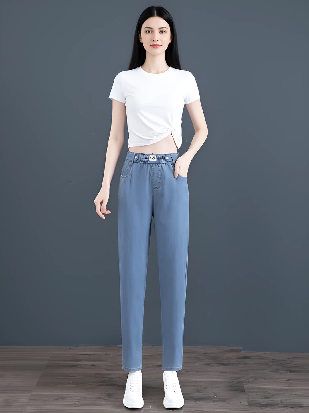 Blue Summer Ice Silk Long Pants 025