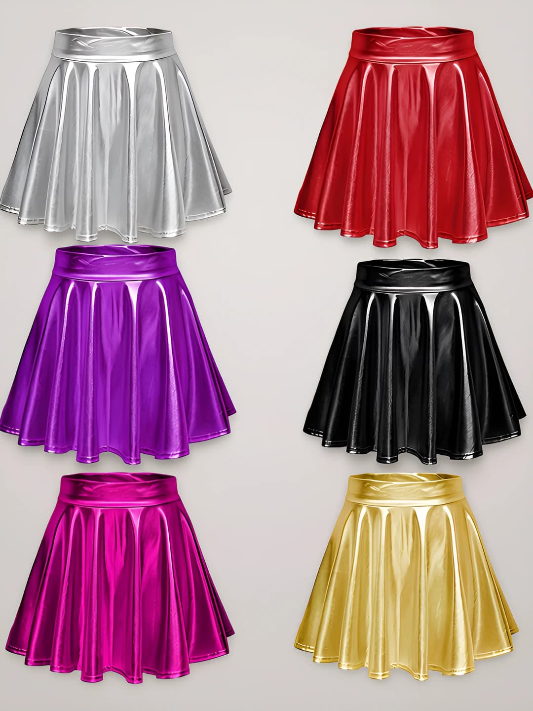Women's A-line pleated mini skirt, solid colour, 95% polyester, office style