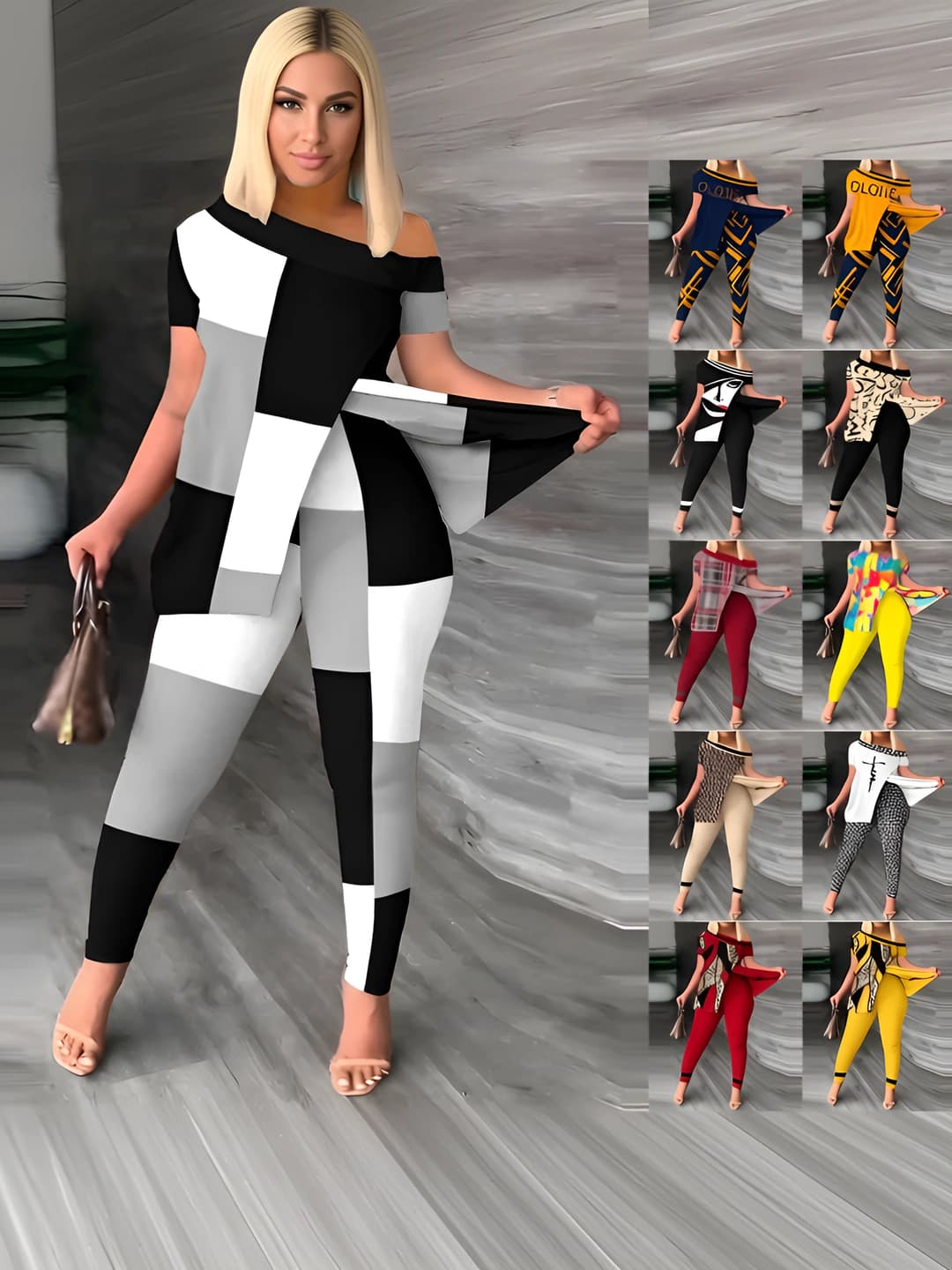 Women's printed clothing set with trousers (casual style)