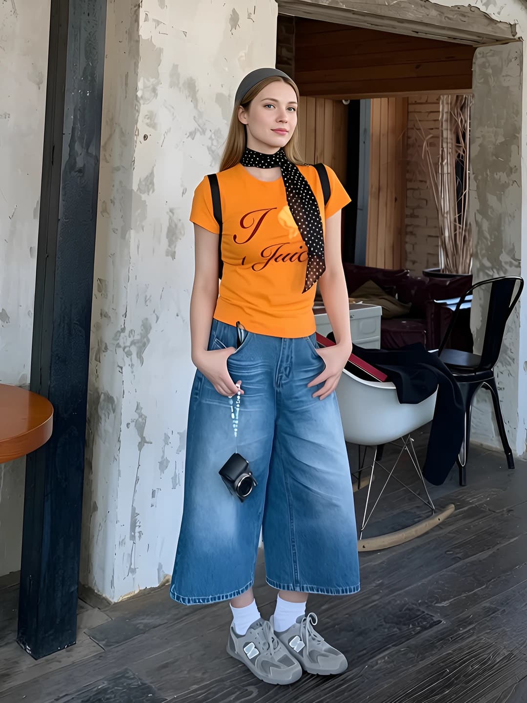 Women's summer loose fit high waist jeans, capri trousers, wide and flared jeans