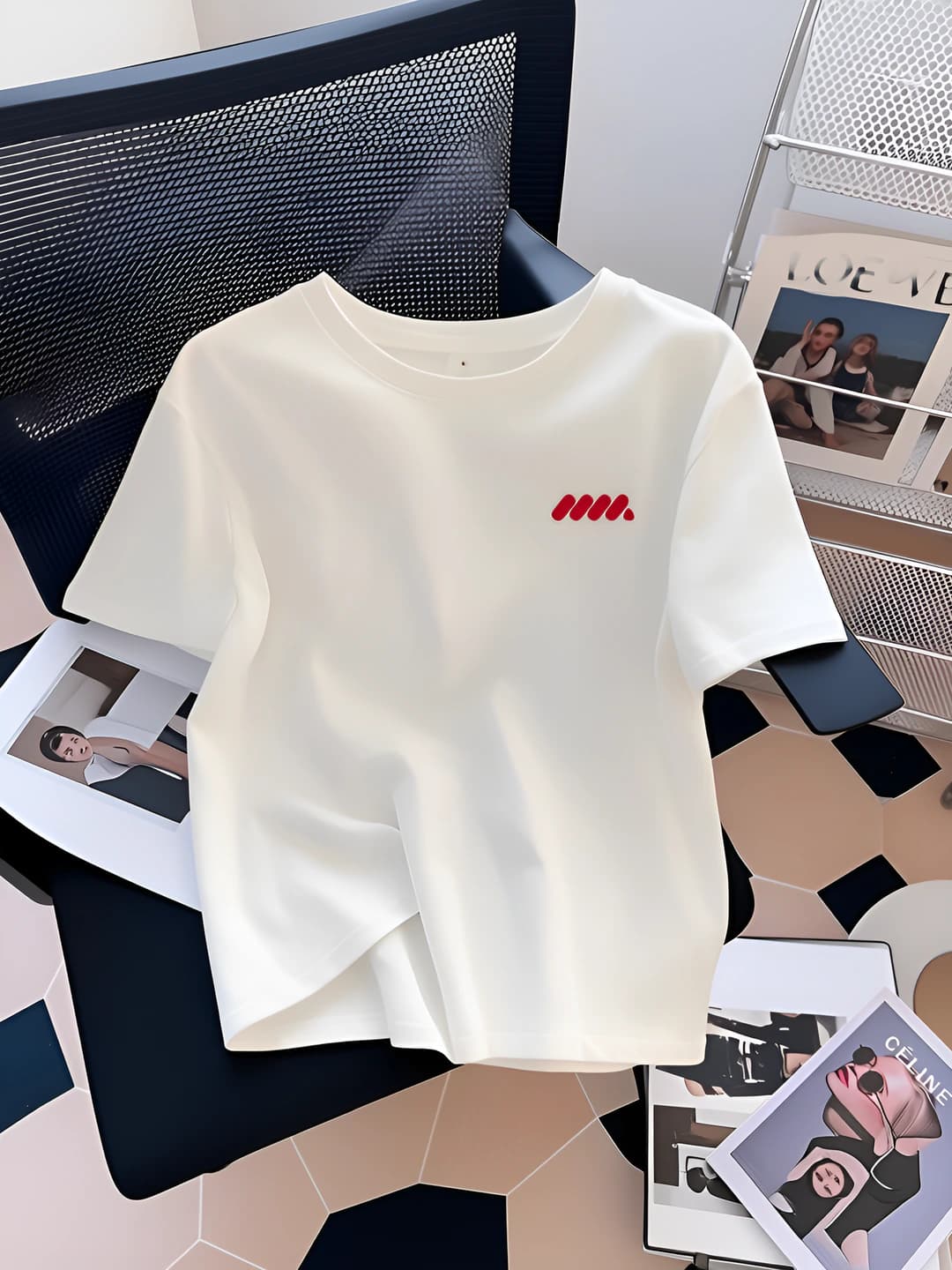 Women's pure cotton t-shirt, crew neck, short sleeve, loose fit, printed, summer 2026