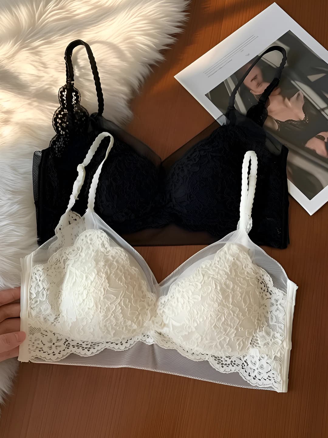 Women's lace bra, 2026, beautiful back, wireless, breathable, skin-friendly, non-shifting