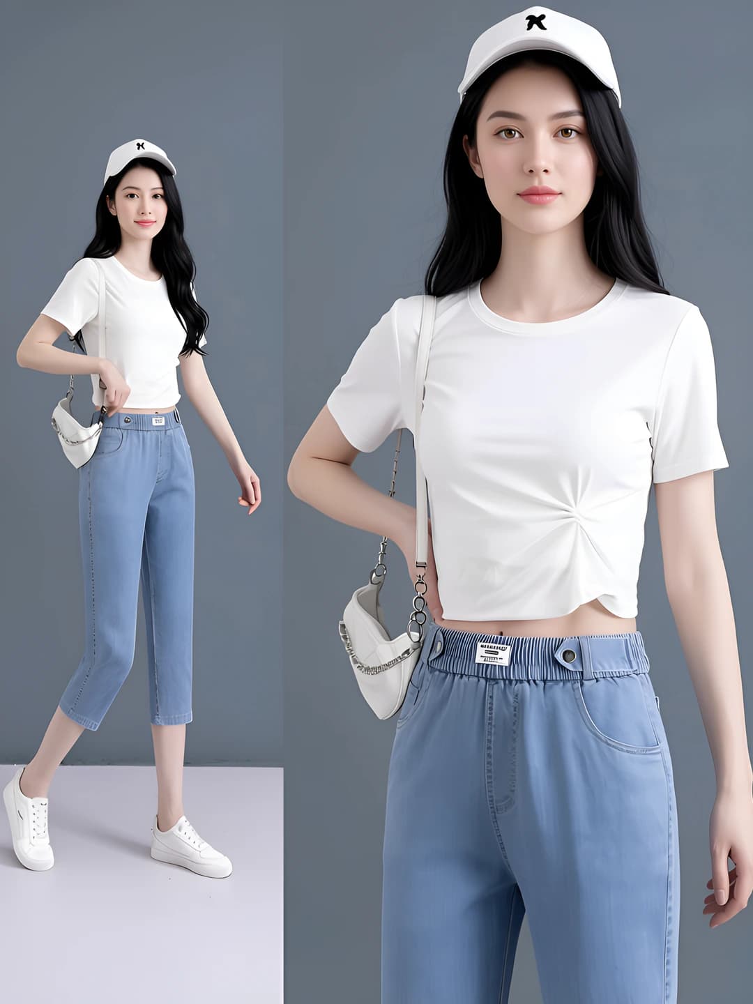 Blue Summer Ice Silk Seven-Eighth 025