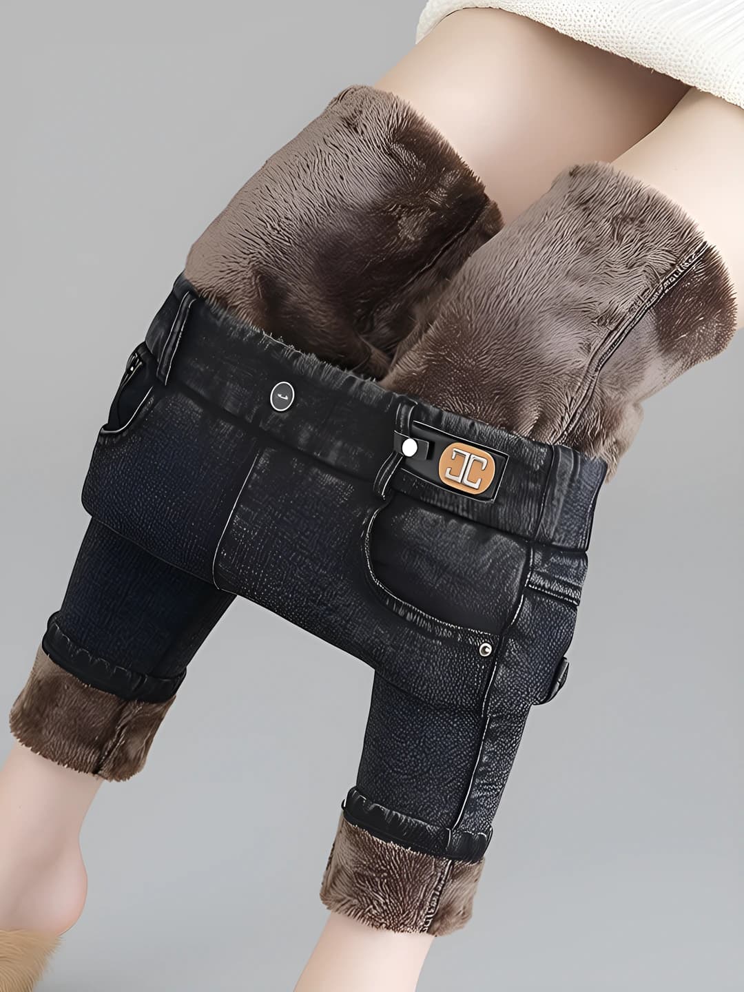 Women's 2026 autumn-winter high waist slimming slim fit stretch ultra-thin casual slim-fit jeans