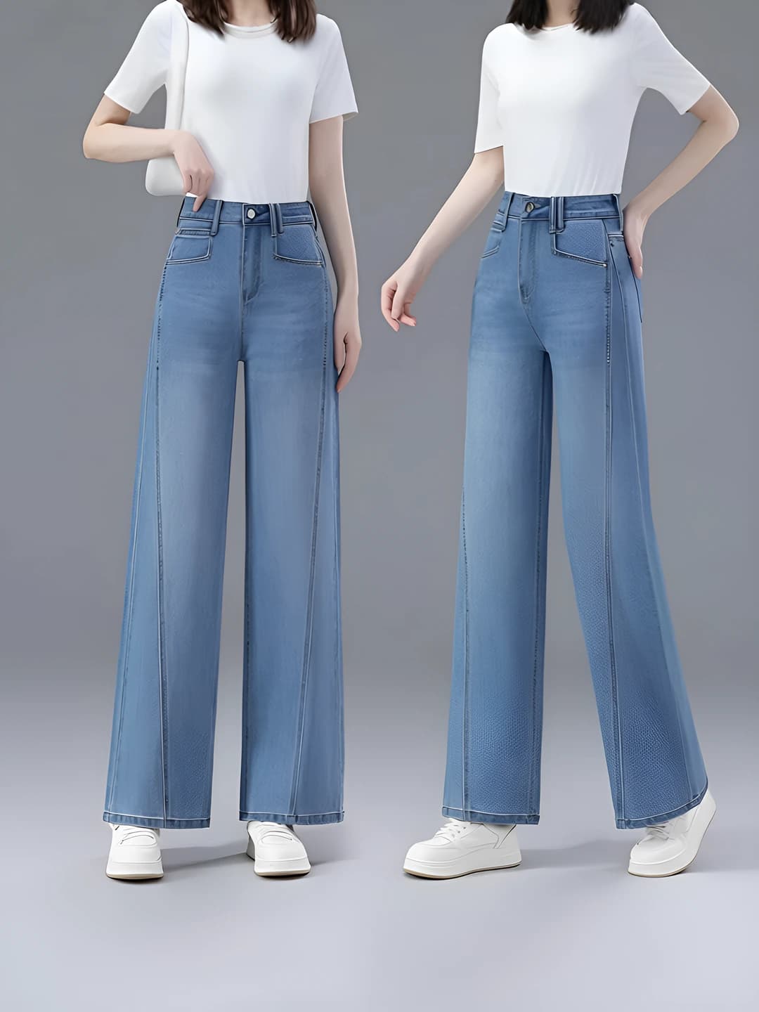 Women's wide and flared jeans 2026 summer, high waist, straight cut, ankle-length trousers, loose fit, slimming