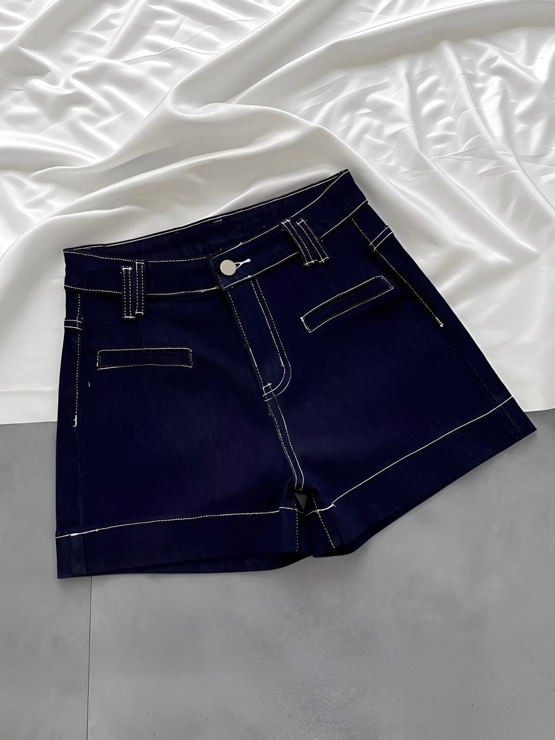 Women's summer high waist denim shorts, Korean style, loose fit and straight cut, slimming, A-line wide-leg trousers