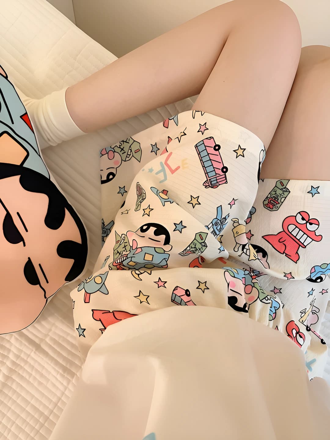Ayollar uchun yozgi va bahorgi pufakli paxta mato pijama shorti, oddiy kundalik uslub, tashqarida kiyish mumkin