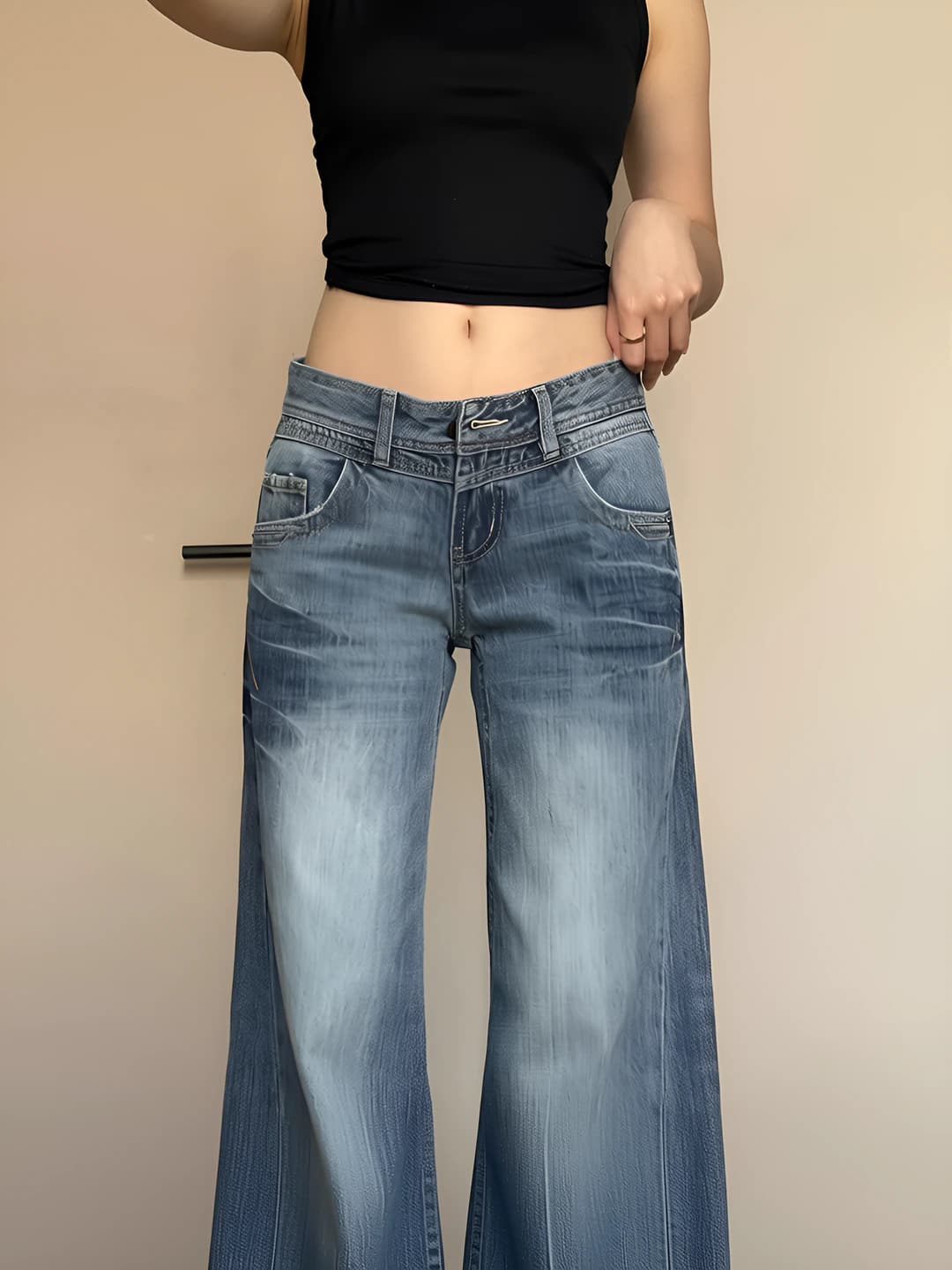 Women's wide and flared jeans 2026 autumn, low waist, loose fit and straight cut, slimming, plus size