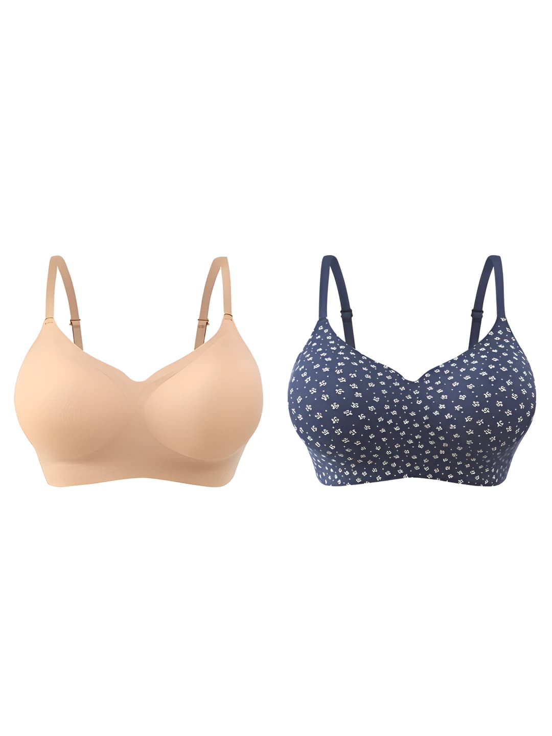 Pink nude + Navy floral