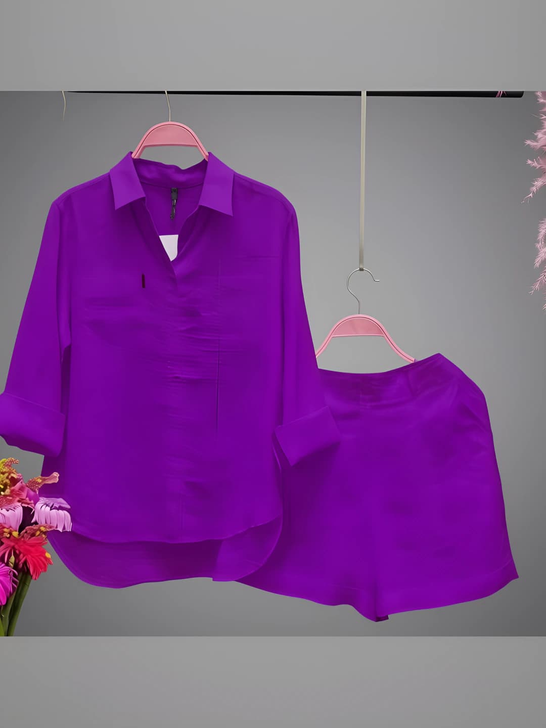 Purple floral + Light pink floral