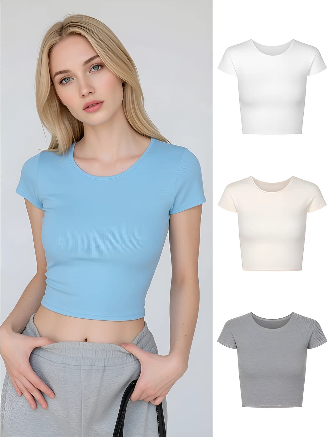 Women's slim fit short sleeve solid colour casual t-shirt