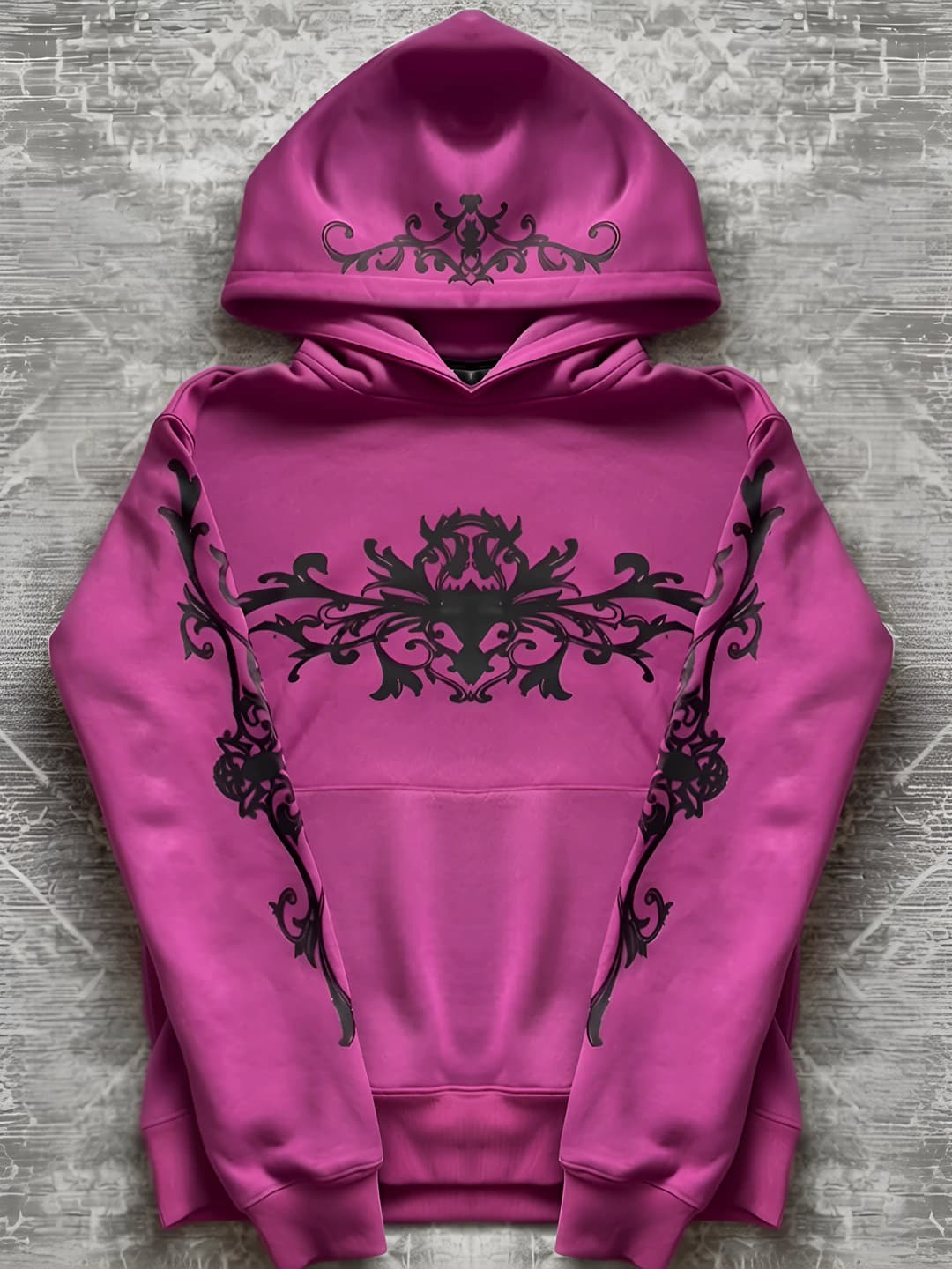 Women's printed hoodie, long sleeve, loose fit, mid-length, retro, y2k, street style