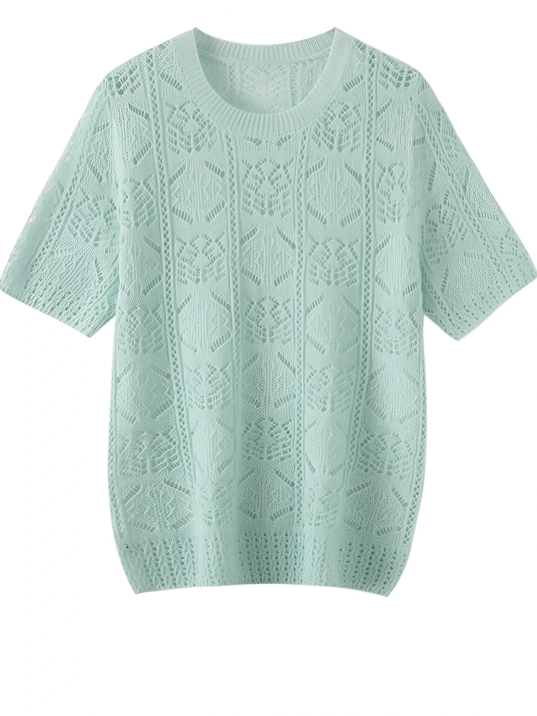 Women's short sleeve crew neck solid colour loose fit knit top, spring-summer 2026