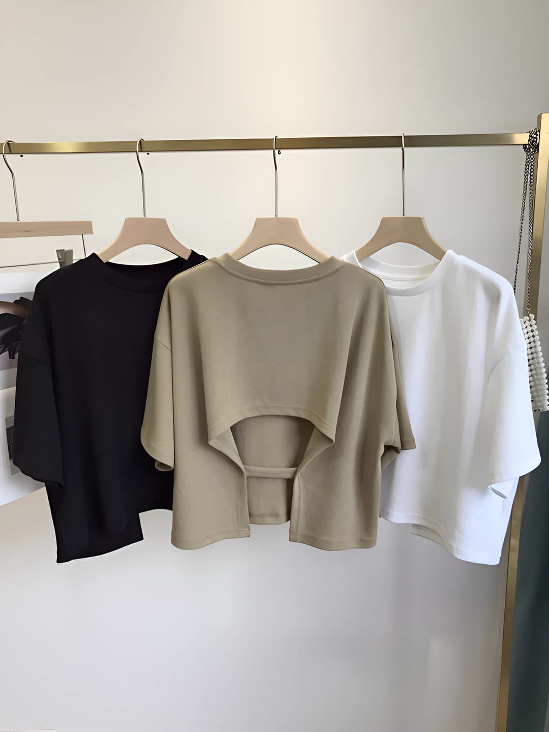 Women's t-shirt, crew neck, short sleeve, loose fit, solid colour, Korean style, summer