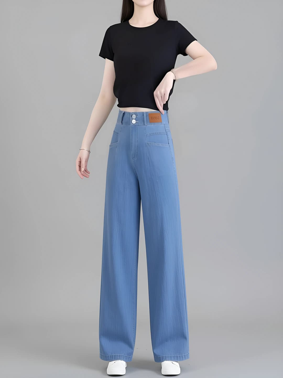 Women's wide and flared jeans 2026 summer new style, Tencel, straight cut, high waist, ultra-thin, slimming, casual, loose fit