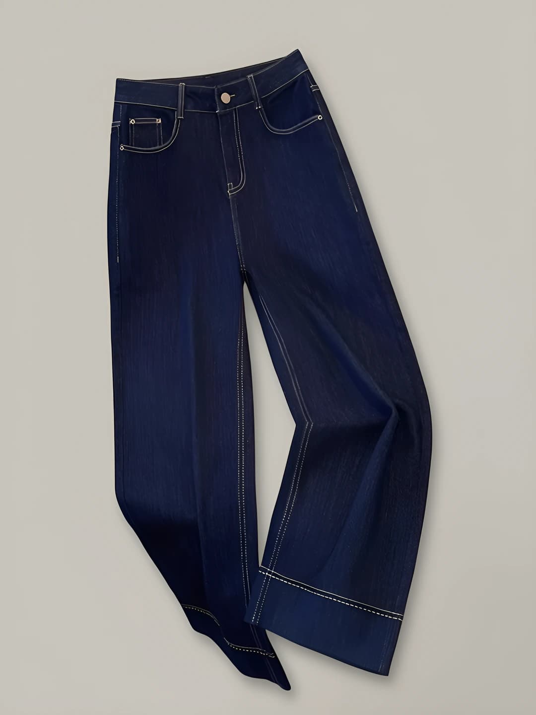 Women's wide and flared jeans, plus size, spring-summer, straight cut, loose fit, high waist, retro, ankle-length trousers