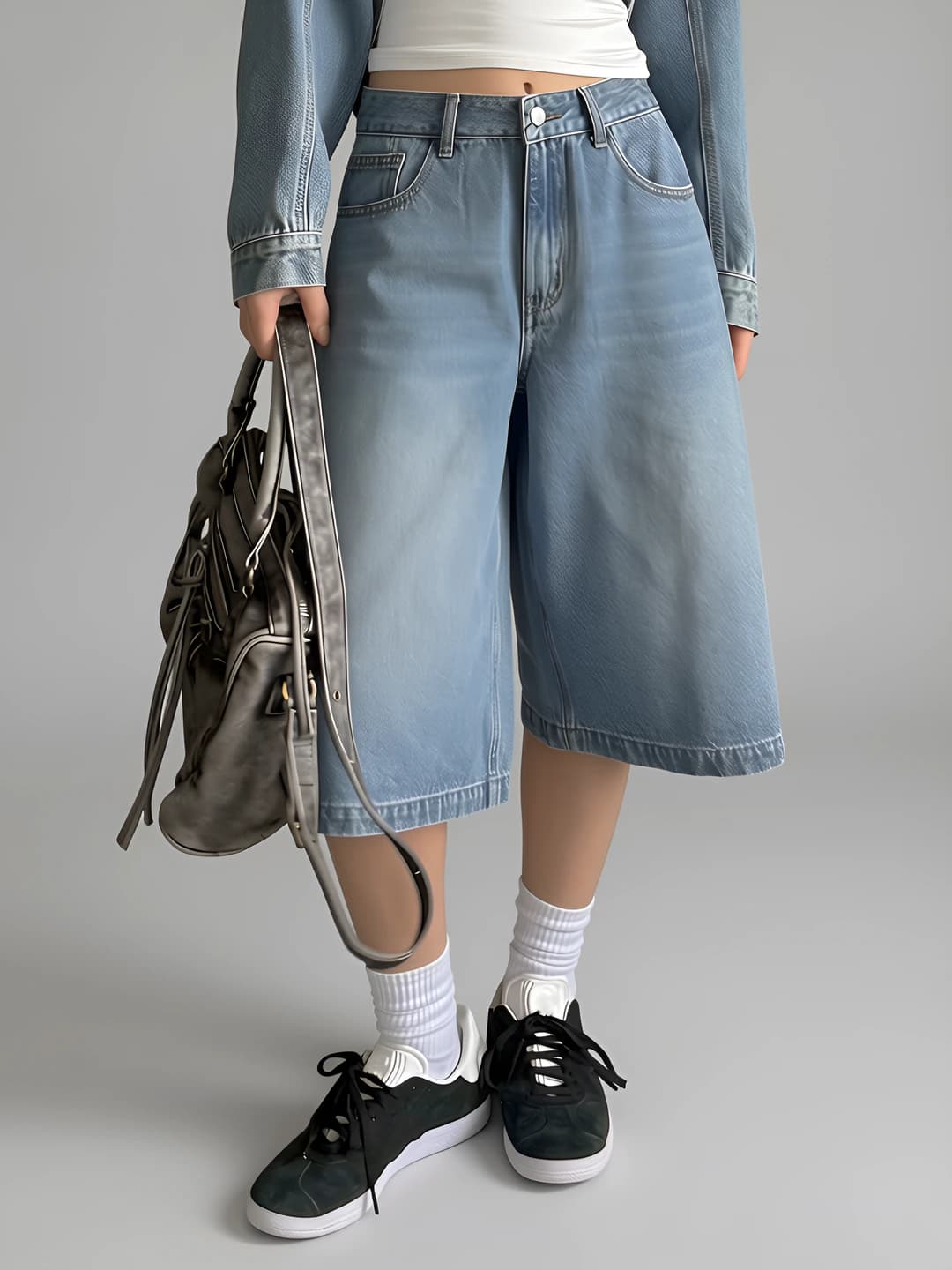 Ayollar uchun 2026 yozgi retro baland bel to'g'ri kesim bo'sh (oversize) keng va klesh jinsi shimlar, nozik ko'rsatadigan, elastik, dazmol talab qilmaydi