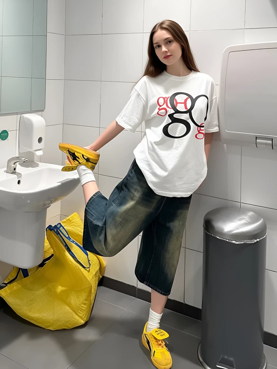 Women's summer retro wide and flared jeans, high waist, loose fit, capri trousers, slimming, plus size