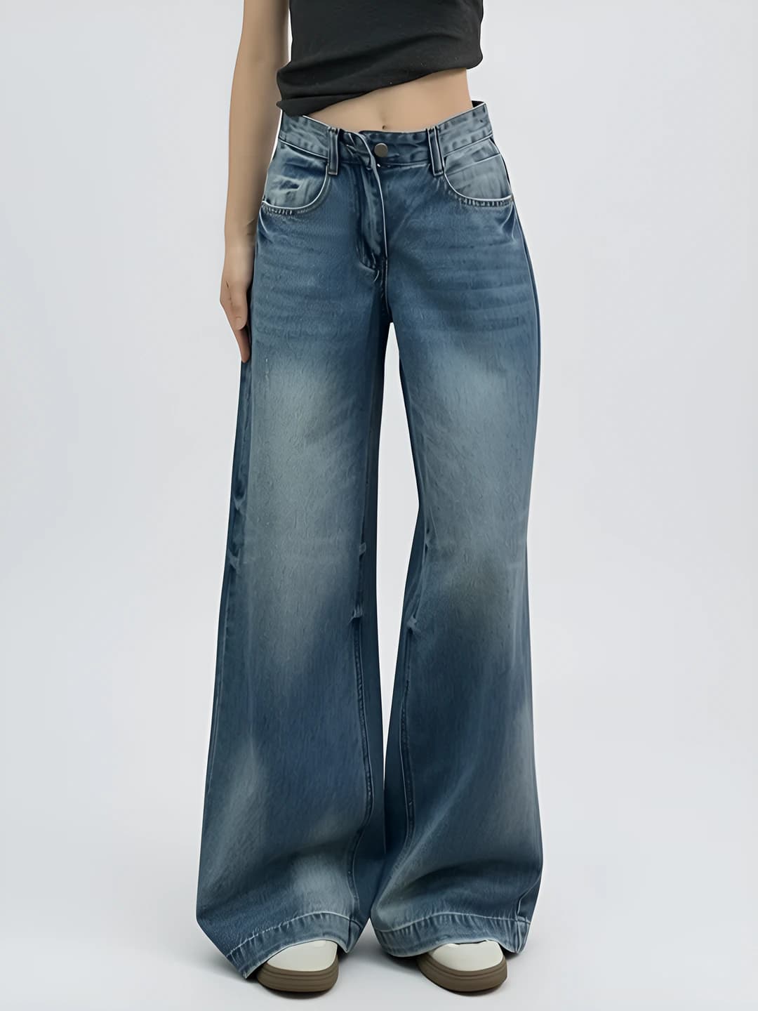 Women's high waist loose fit straight cut slimming jeans