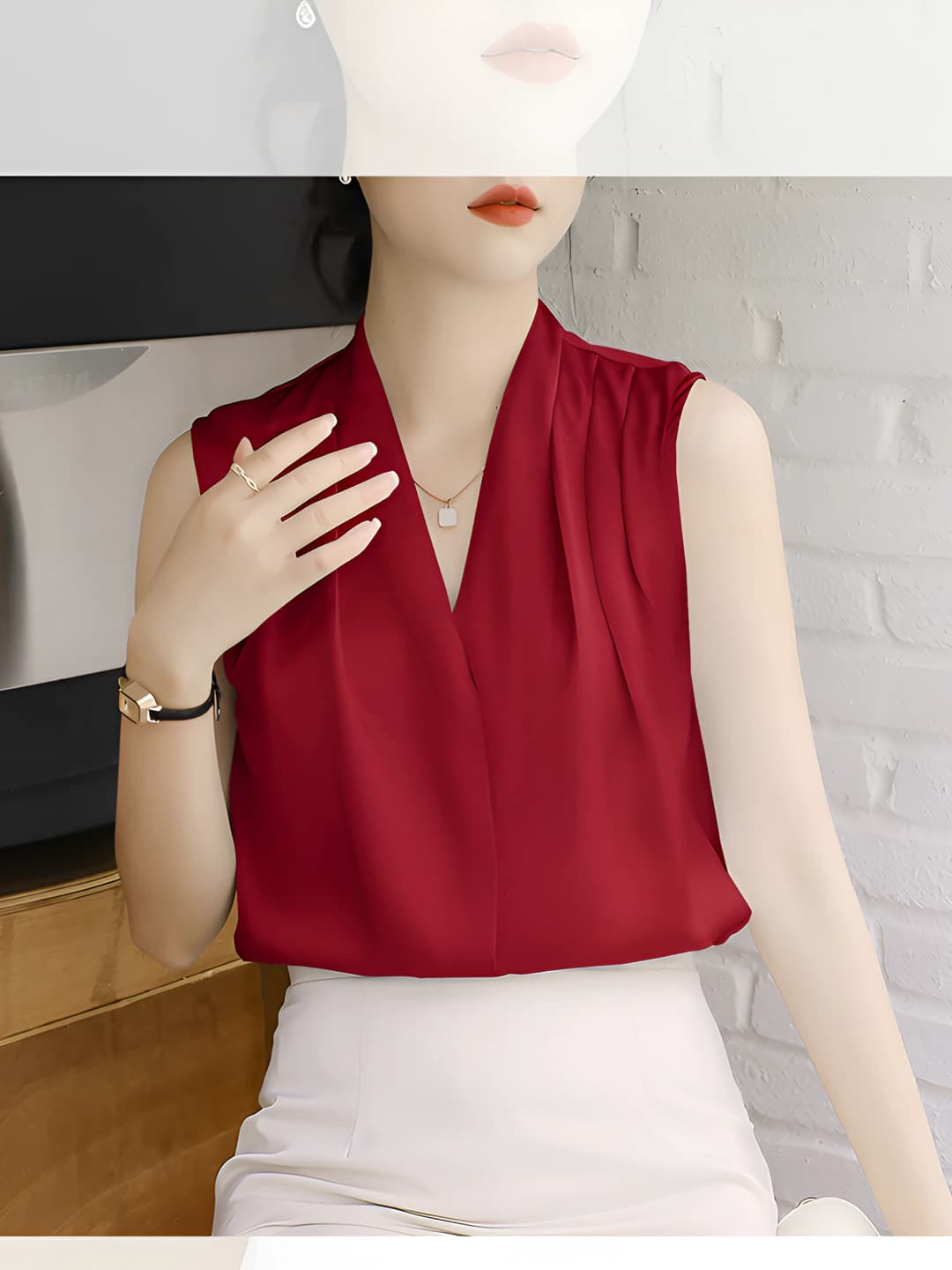 Bright red sleeveless