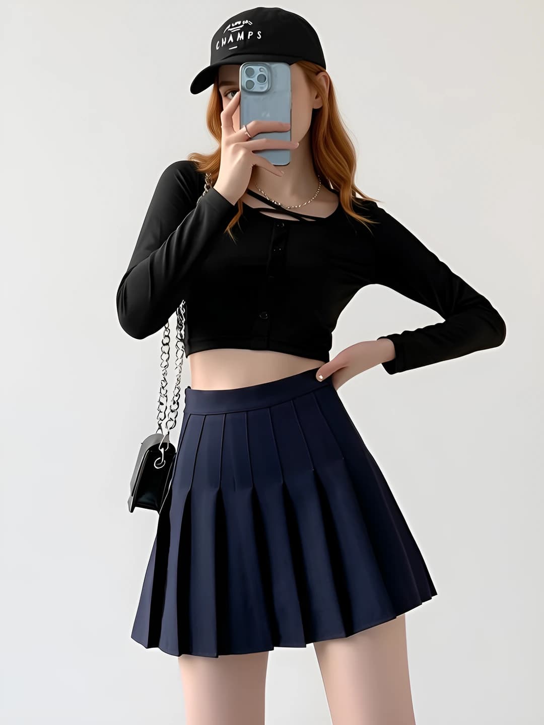 Navy, wrinkle-free