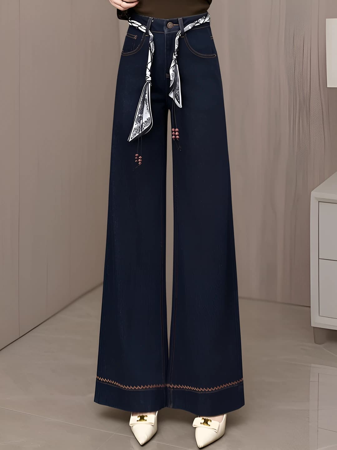 2026 spring-summer women's jeans, wide and flared, loose fit, slimming, high waist, trousers