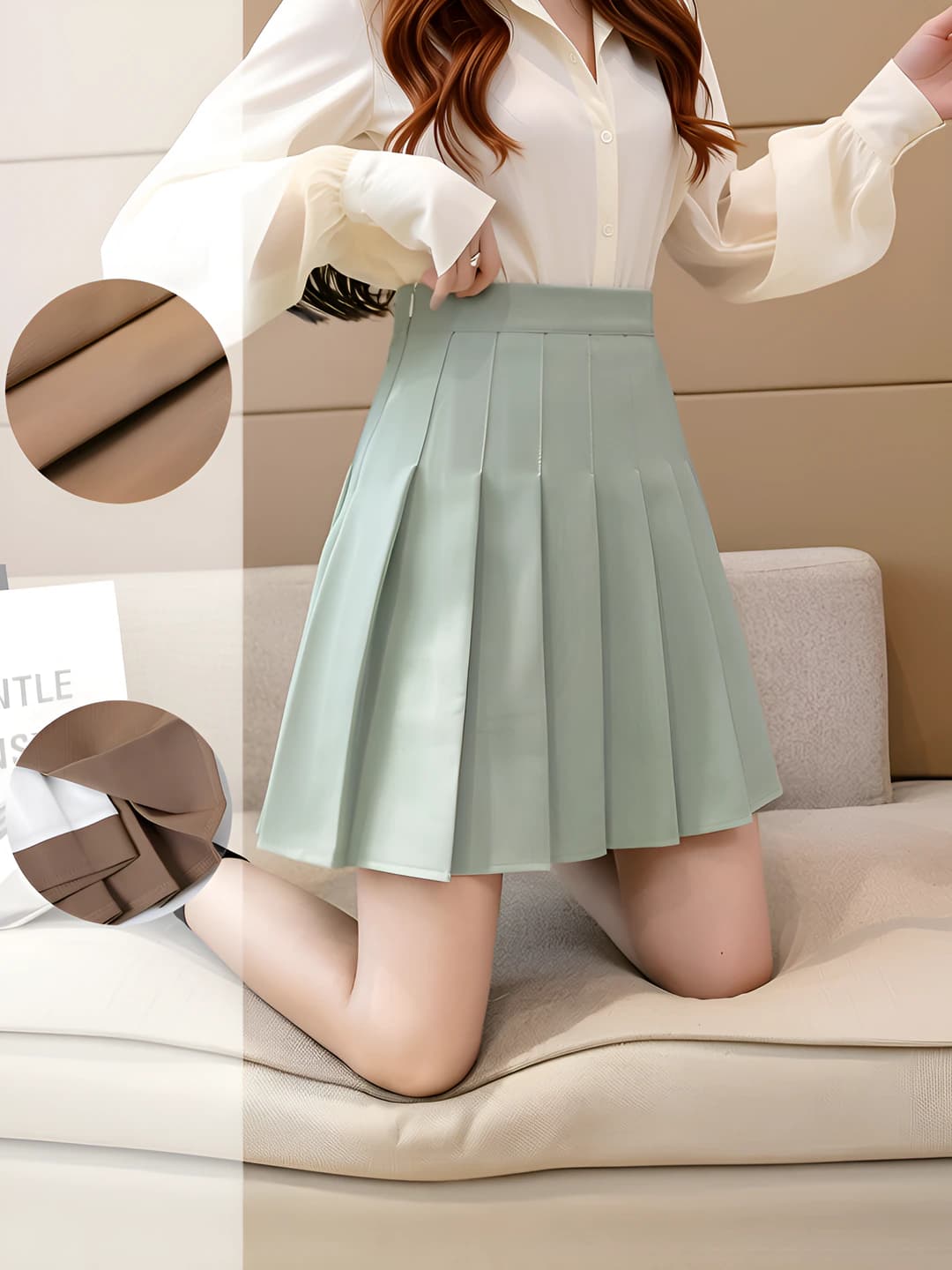 Green, wrinkle-free, long