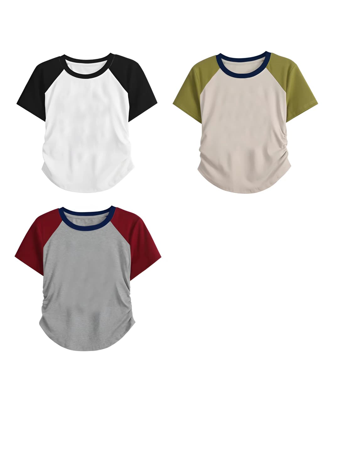 Women's short sleeve raglan t-shirt, crew neck, 92% cotton 8% spandex, 220g, 40s, odelle, pure cotton