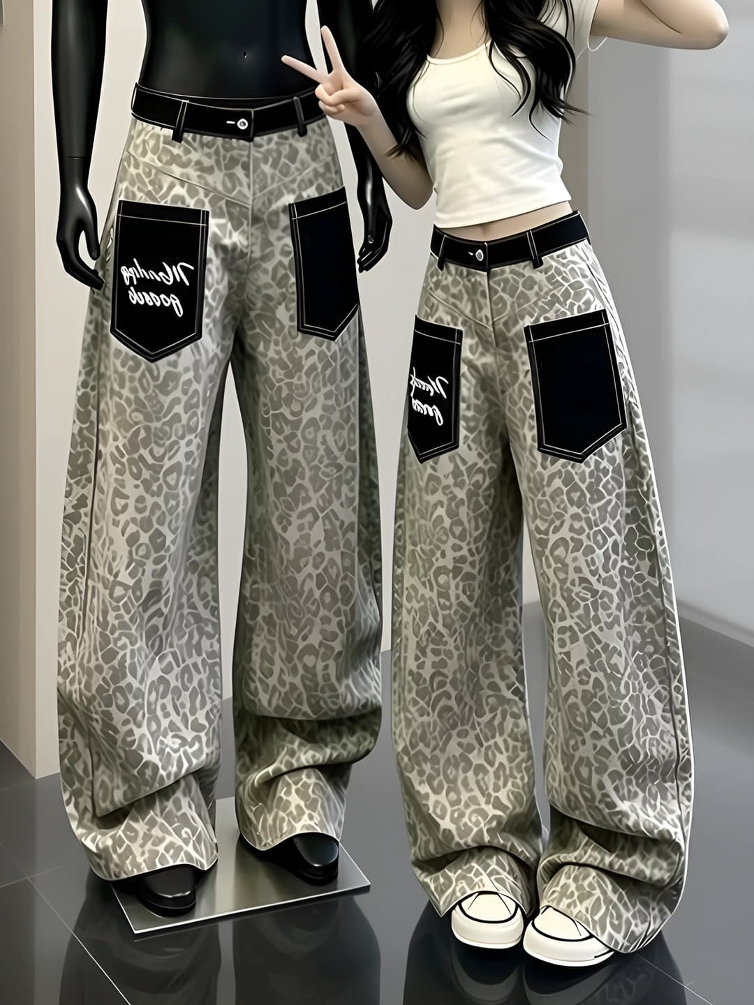 Ayollar uchun yozgi keng jinsi shimlar, baland bel, bo'sh (oversize) fit, nozik ko'rsatadigan, 50%–70% paxta