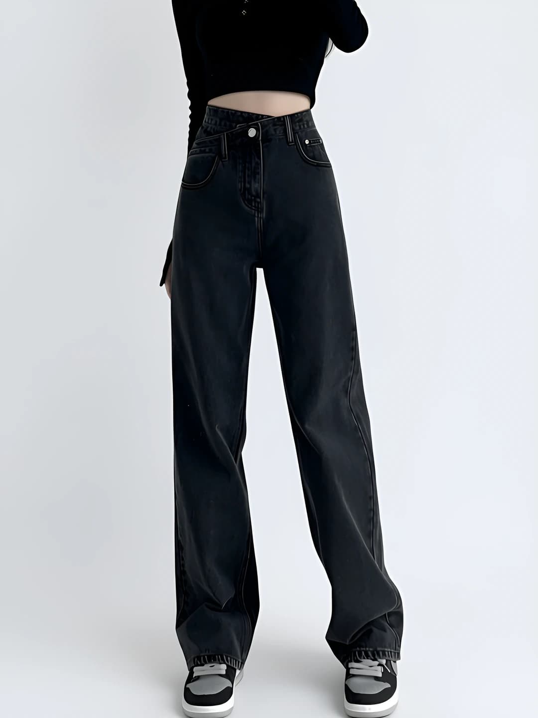 Women's wide and flared jeans: high waist, straight cut, all-cotton, summer, slimming, trousers