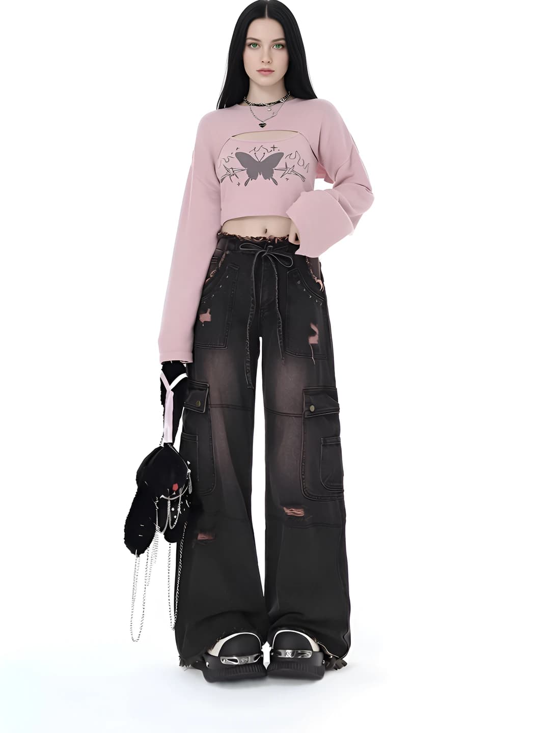 Ayollar uchun keng va klesh jinsi shimlar, retro, baland bel, to'g'ri kesim, bo'sh (oversize), bahor-kuz