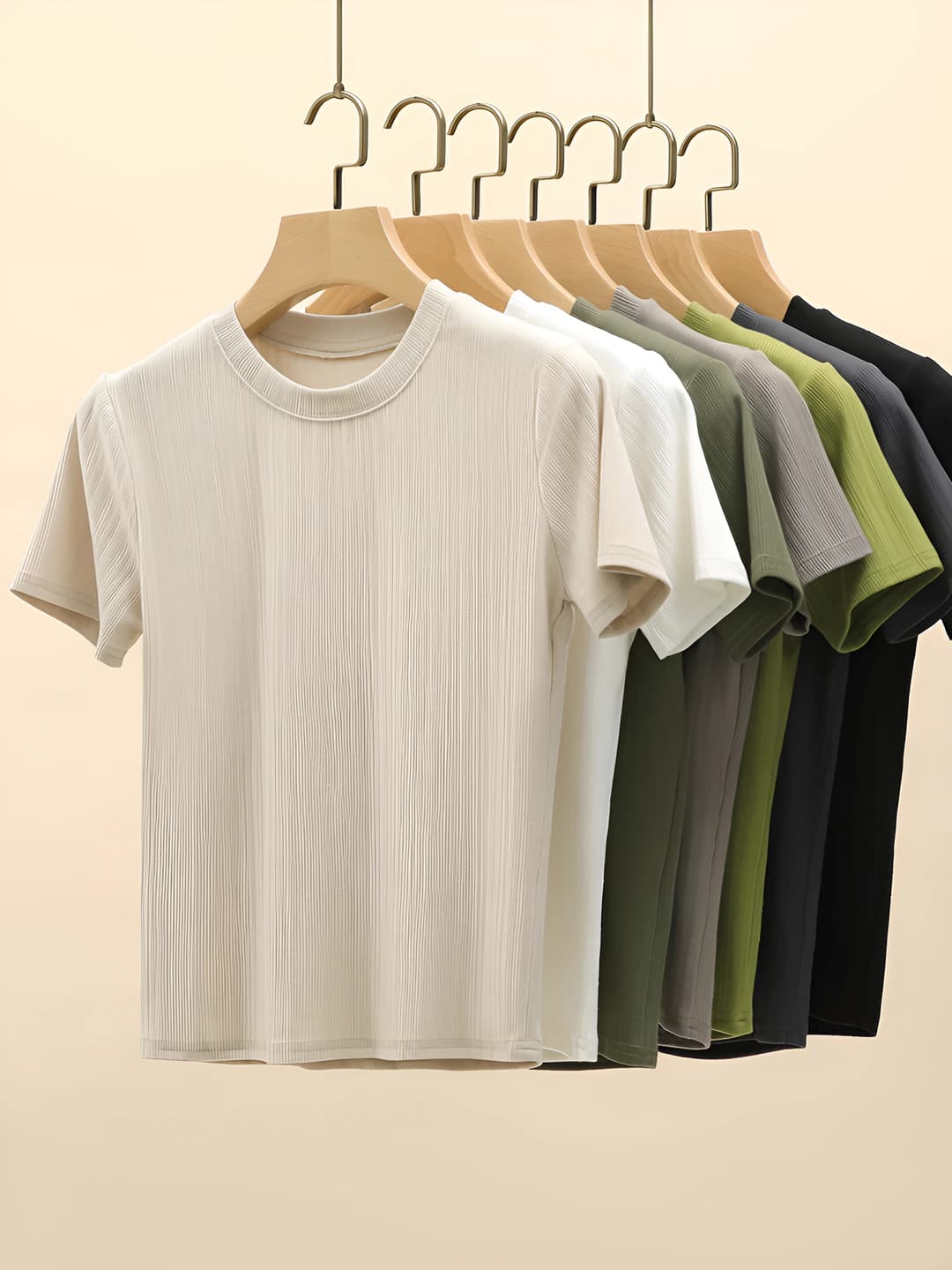 Women's summer crew neck short sleeve t-shirt, slim fit, breathable, solid colour