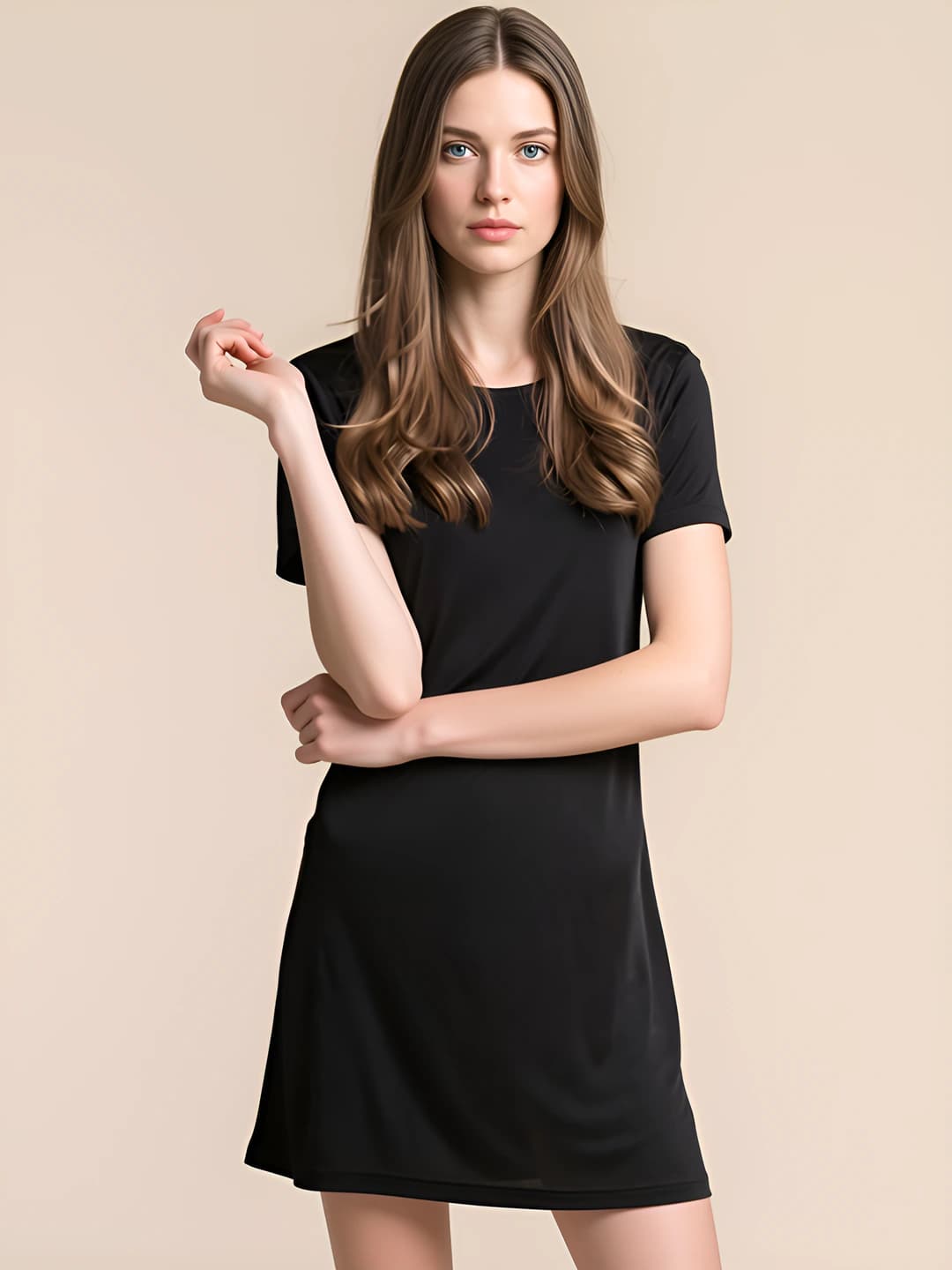 Women's silk nightgown, mulberry silk, crew neck, short sleeve, loose fit, plus size, summer, spring, autumn