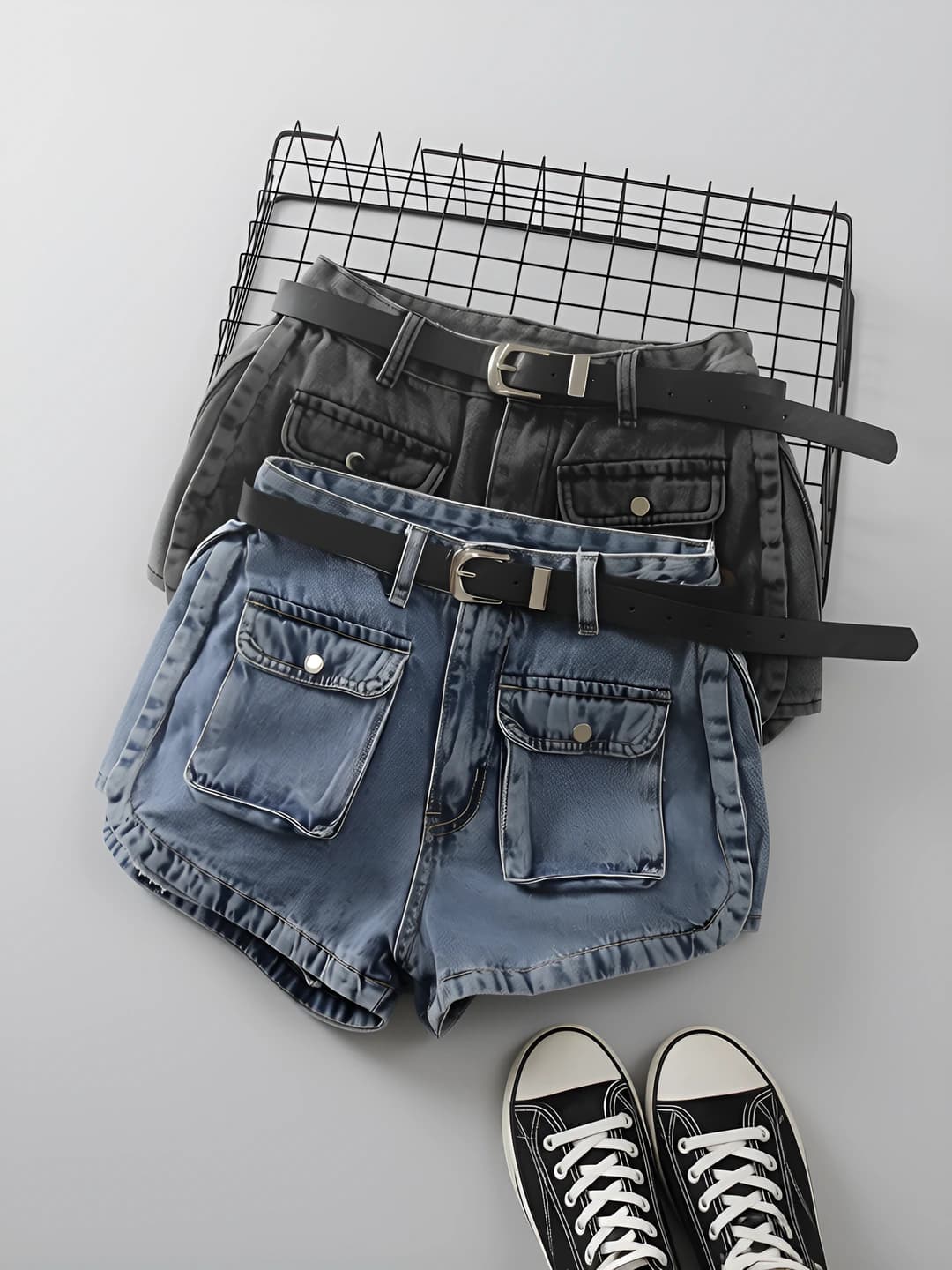 Women's all-cotton denim shorts, high waist, wide-leg, slimming, thin, summer