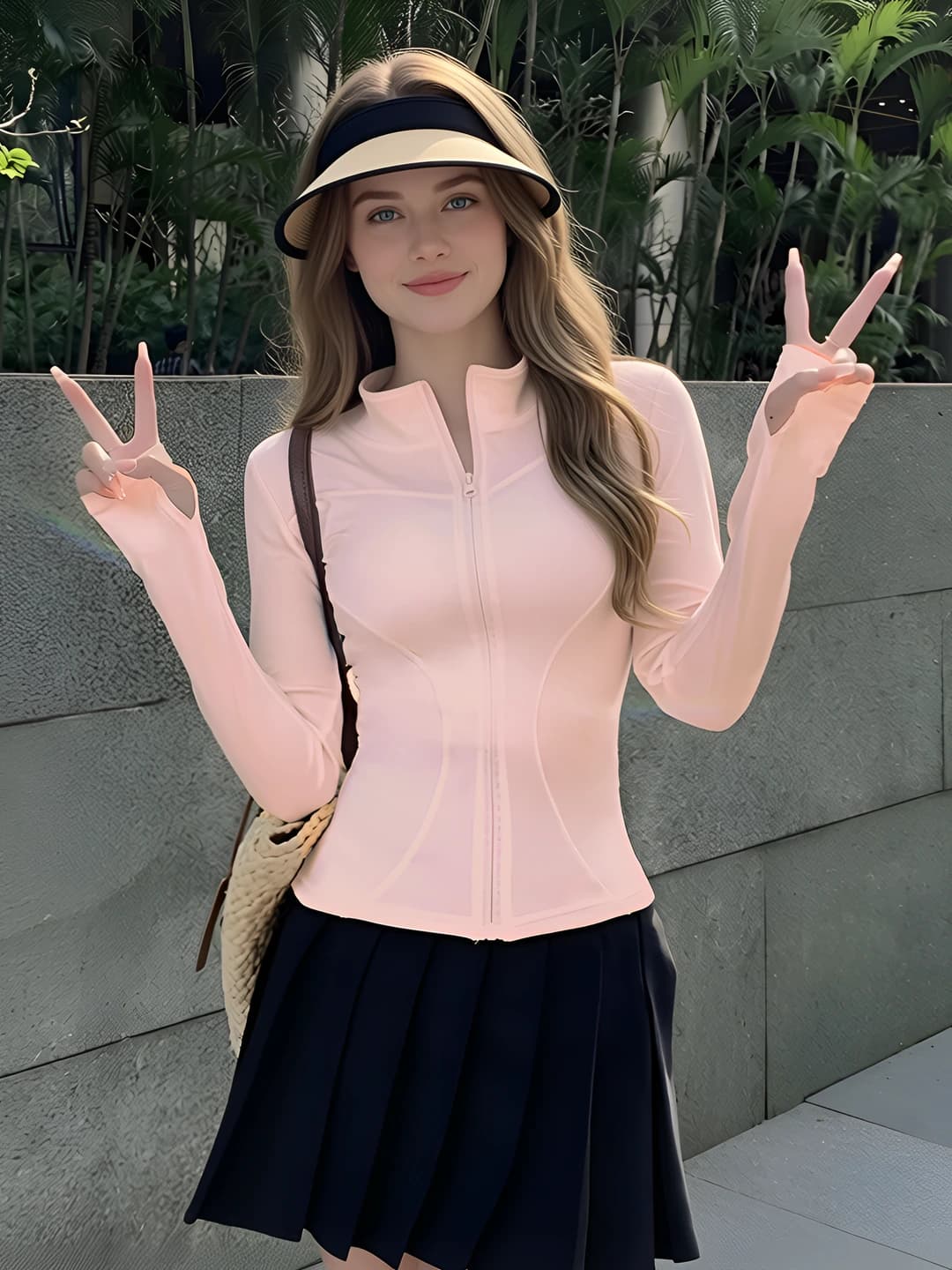 Pink, hoodless, stand collar