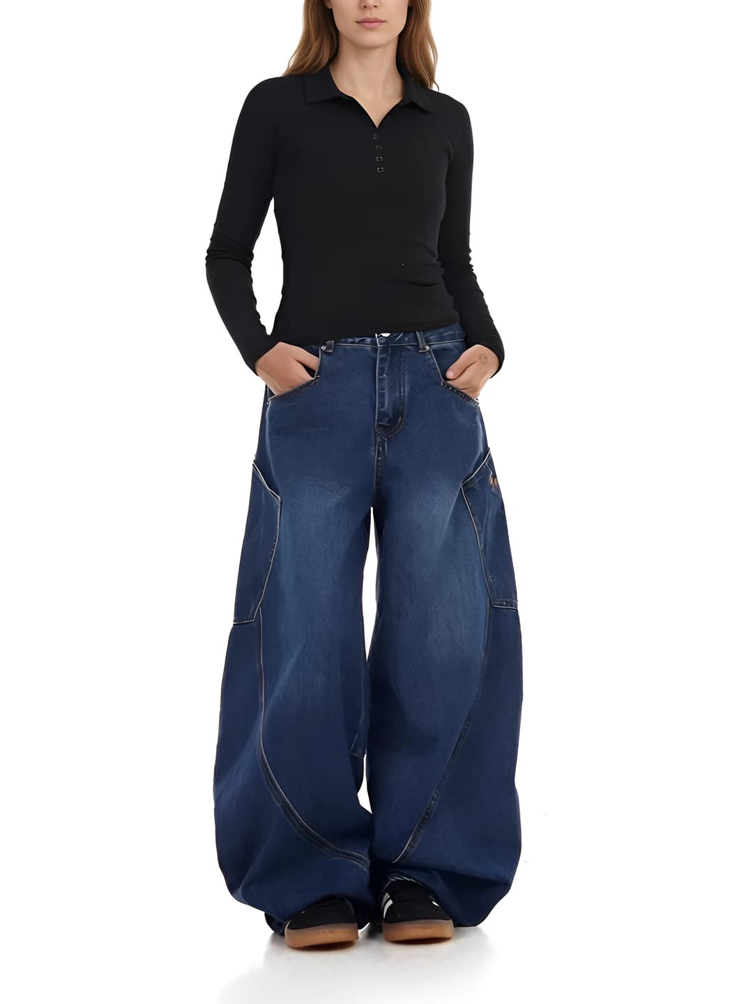 Women's wide and flared jeans retro 2026 spring, high waist, straight cut, loose fit, trousers