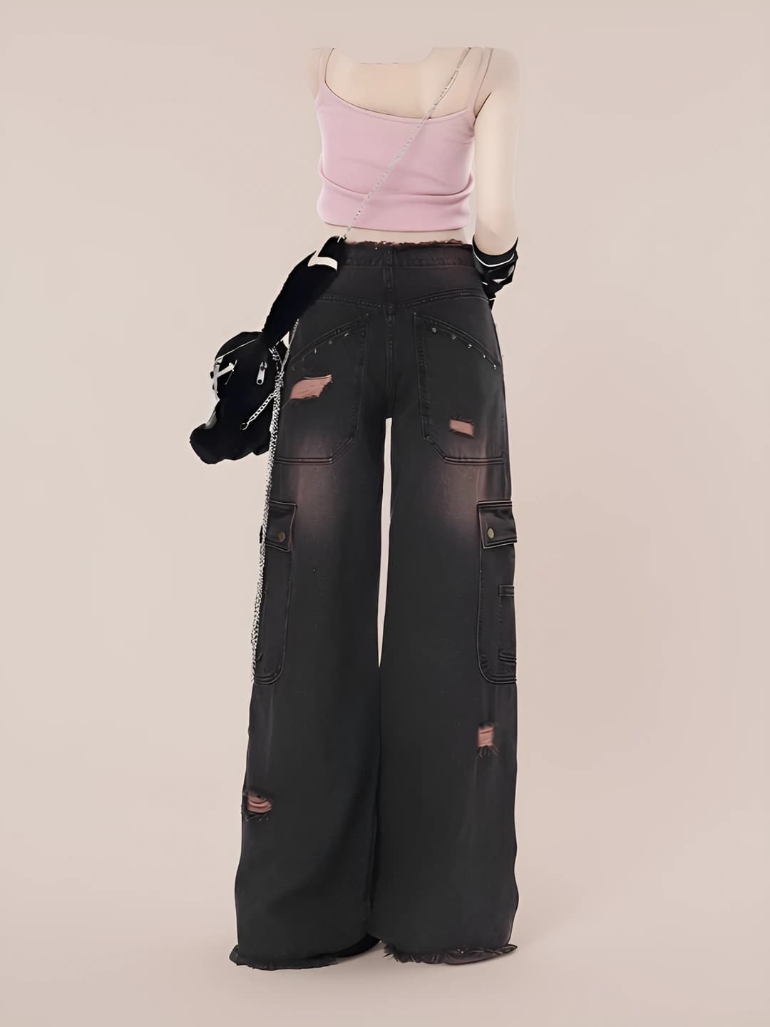 Women's 2026 spring-autumn retro washed slimming loose fit straight cut wide and flared jeans