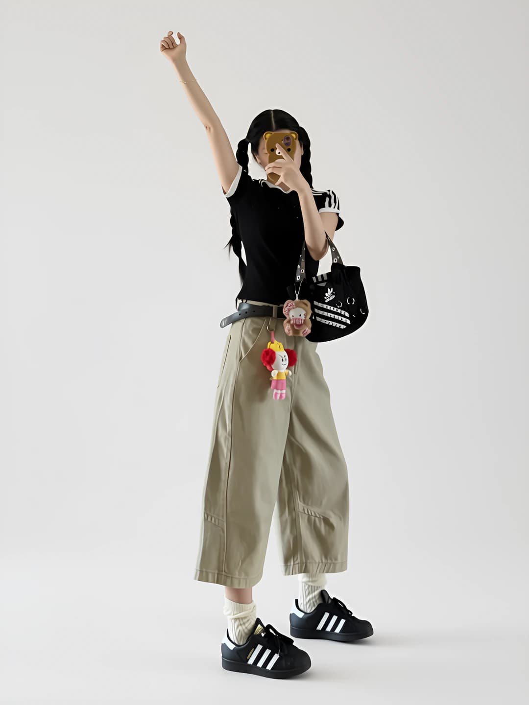 Ayollar uchun keng va klesh jinsi shimlar, kaxi rang, yoz, baland bel, katta o'lcham, bo'sh (oversize), nozik ko'rsatadigan, to'g'ri kesim, uch chorak shim