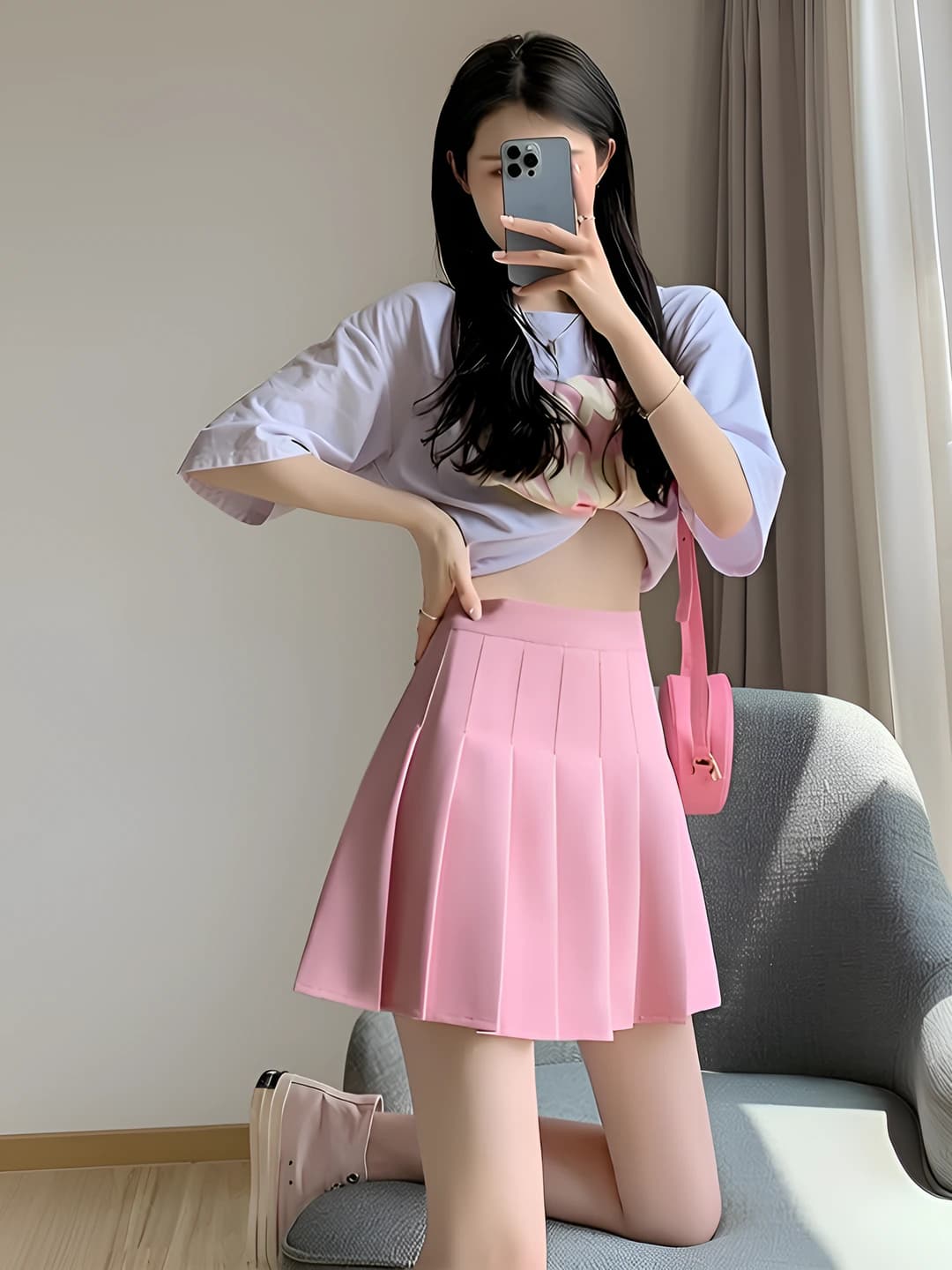 Pink, wrinkle-free
