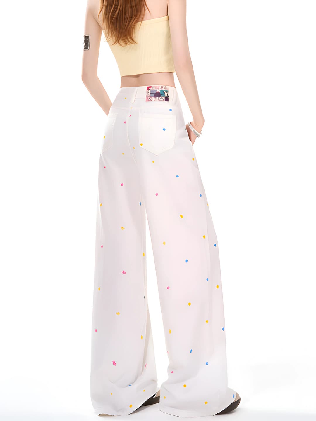 Women's wide-leg jeans 2026 winter, high waist, casual, slimming, small flower embroidered, straight cut